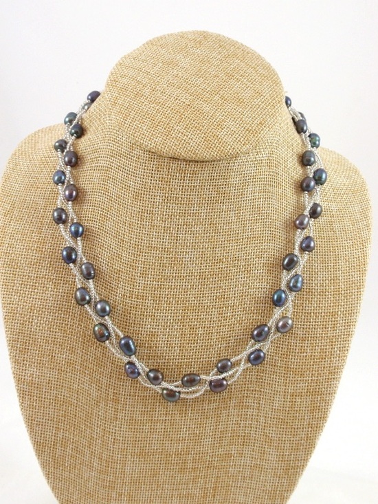 Jewelry - Elegant Black-Purple Freshwater Pearl Twist Necklace